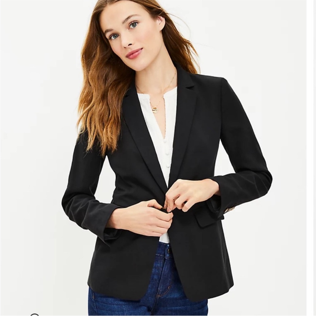 Nwt Loft Fluid Modern Blazer Women’s Sz 10 Black Office Classic Minimalist